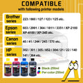 250ml Refill Dye Ink Kit Universal Ink Compatible for HP Canon Epson Brother Printer and Ink Cartridges For HP301 302 304 305