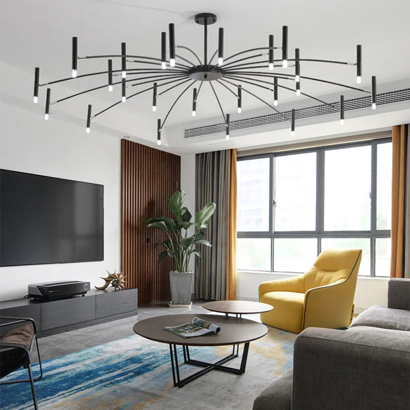 Black Chandelier Living room Foyer Hotel Large Chandelier Indoor Nordic Post Modern Loft Industiral Vintage Chandelier Lighting