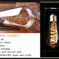 Retro Dimmable LED Edison Bulb E27 3W Gold Spiral Filament ST64 G125 Ampoule LED Lamp Incandescent Chandelier Decorative Lightin