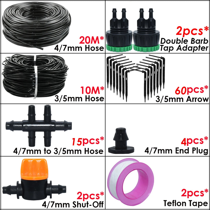 KESLA Garden Automatic Watering Irrigation Kit Elbow Emitter Drip System 4/7MM to 3/5MM Hose for Bonsai Potted Flower Greenhouse