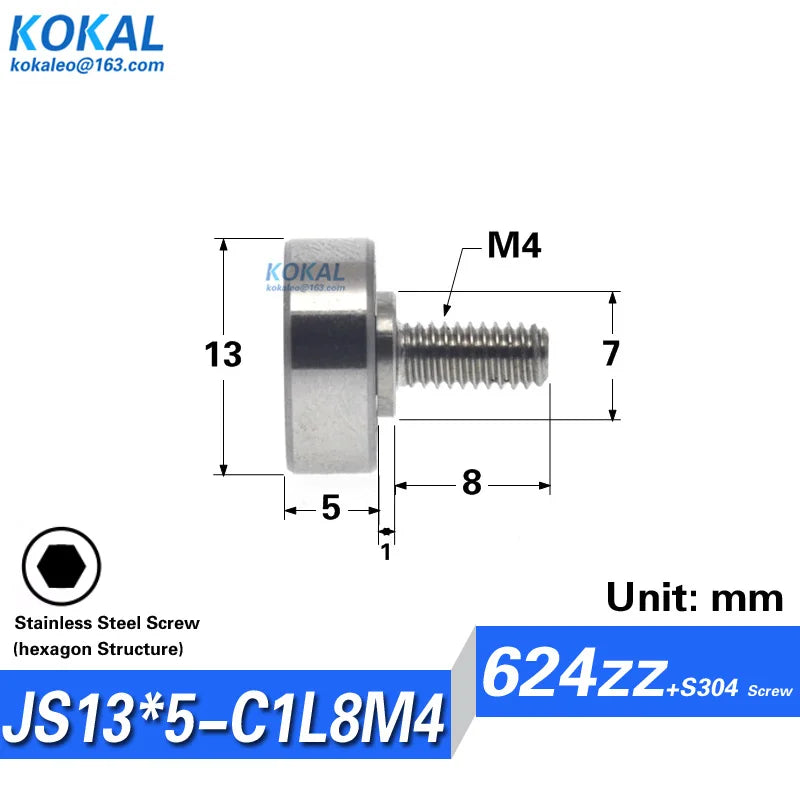 1pcs Screw Bearing M3/M4/M5/M6 SUS304 Stainless Shaft Ball NTBG BJL01 External Thread 608/626/6000 - Visuel 11 | SAMAG