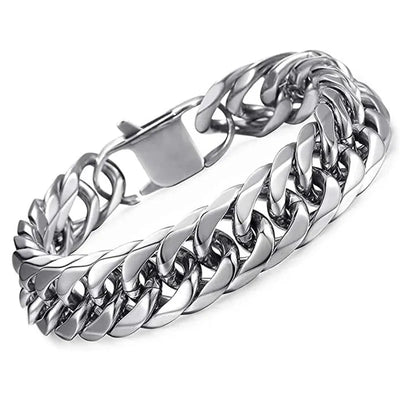 HNSP 316L Stainless Steel LA Cuban Link Chain Bracelet For Men Punk Hip Hop Silver Color Hand 8/10/12/14MM Thick | SAMAG