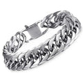 HNSP 316L Stainless Steel LA Cuban Link Chain Bracelet For Men Punk Hip Hop Silver Color Hand Chain 8/10/12/14MM Thick
