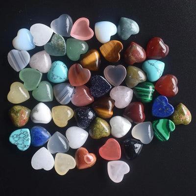Assorted natural stone heart shape cab cabochons beads for jewelry making 10mm 50pcs/lot free | SAMAG