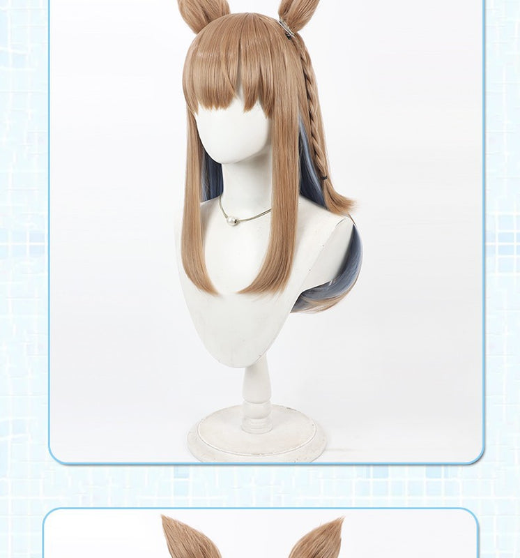 Uma Musume: Pretty Derby Cosplay Almond Eye Wig Halloween anime party heat-resistant synthetic light brown wig