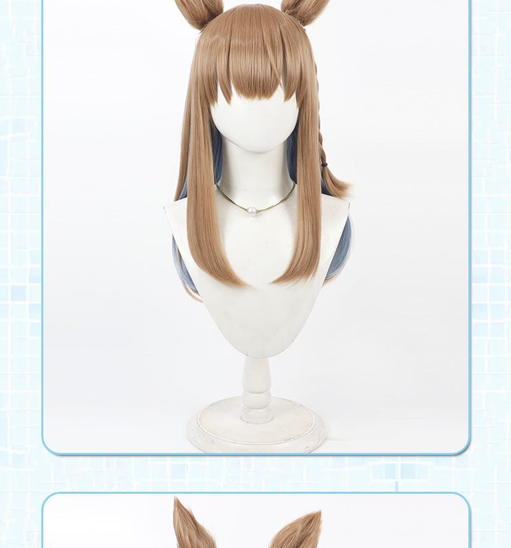 Uma Musume: Pretty Derby Cosplay Almond Eye Wig Halloween anime party heat-resistant synthetic light brown wig