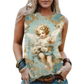 New Cute Angel Baby 3D Print Tank Tops Women Summer O-Neck Casual Vest Off Shoulder Y2k Sleeveless Top Camisole Woman Clothing