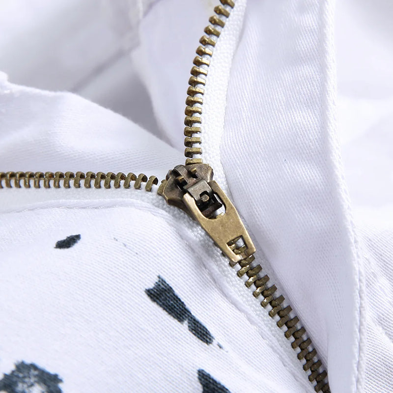 Men's white American flag printed jeans | SAMAG