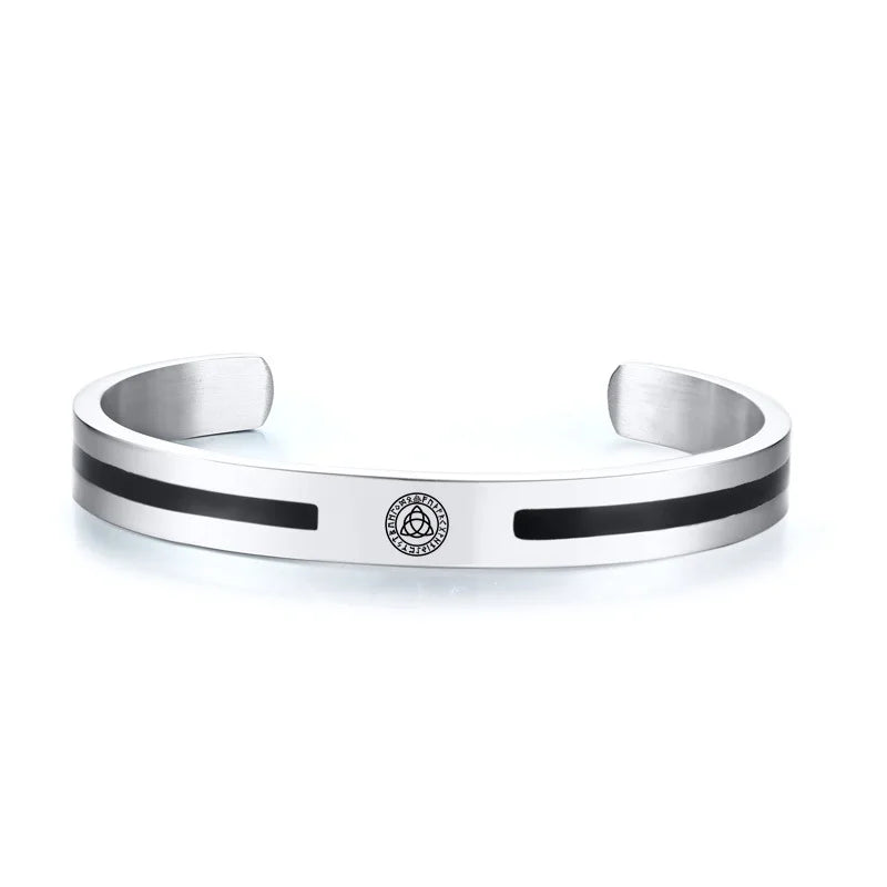 Men Bangle, Enemal Viking Logo Cuff Bracelet For Gentleman, Stainless Steel Minimalist - Visuel 26 | SAMAG
