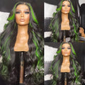 Red Black With Blonde Highlight 13X6 Lace Front Wig Body Wave Synthetic Glueless pre plucked With Baby Hair Lace Frontal Hair