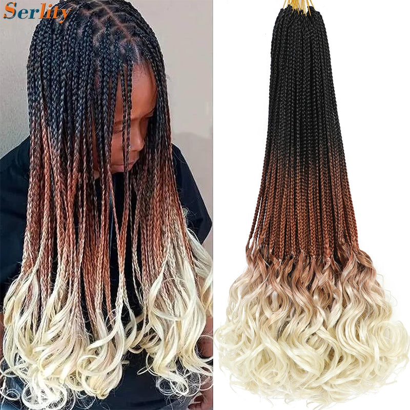 14 18 24 Inch French Curl Crochet Braids 1B 30 27 33 350 613 Bug 12 Colors Ombre Pre Braided Box Braids Crochet French Curl Hair