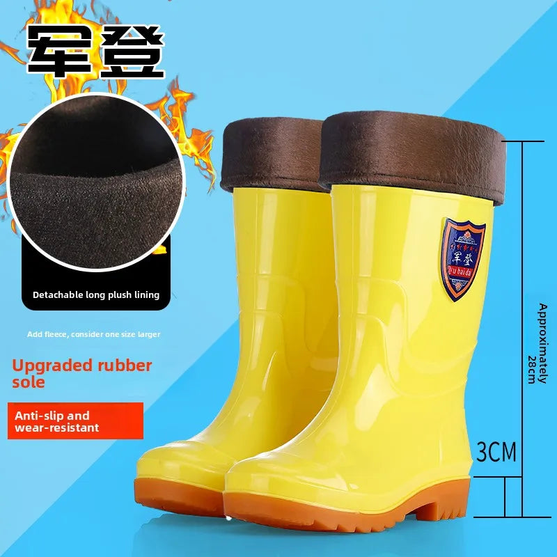 White Work Boots Waterproof Slip Resistant High And Medium Tube Food Hygiene Boots Rubber Shoes for Men Rain Boots