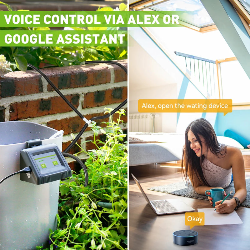RAINPOINT Tuya Automatic Watering System 10 Plants Auto Drip Irrigation Kit Water Tank Pump Timer APP & Voice Remote Controller
