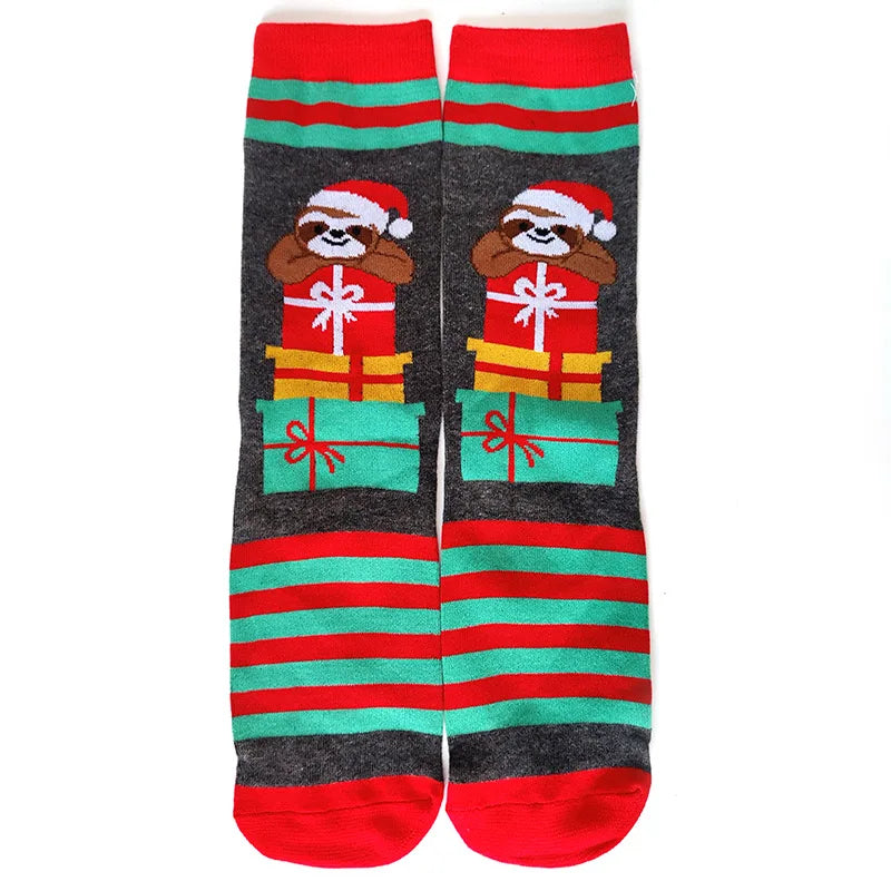 2025 New Men Christmas Socks New Year Funny Snowflake Beer Santa Claus Elk Snow Cotton Happy Socks Men Cartoon Women Sokken