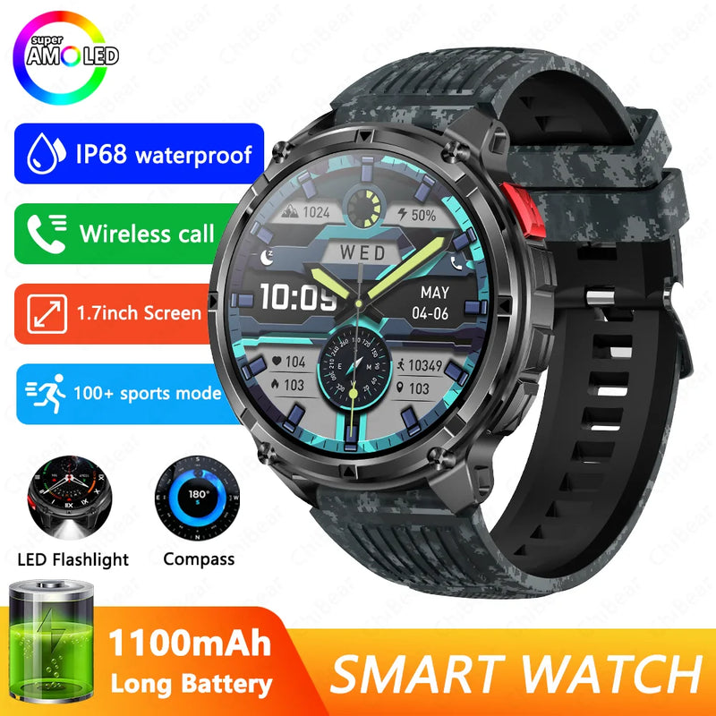2026 New T-Rex3 Pro 1100mAh Battery Smart Watch GPS path 5ATM Waterproof Sports Run tracker Outdoors Compass Military Smartwatch