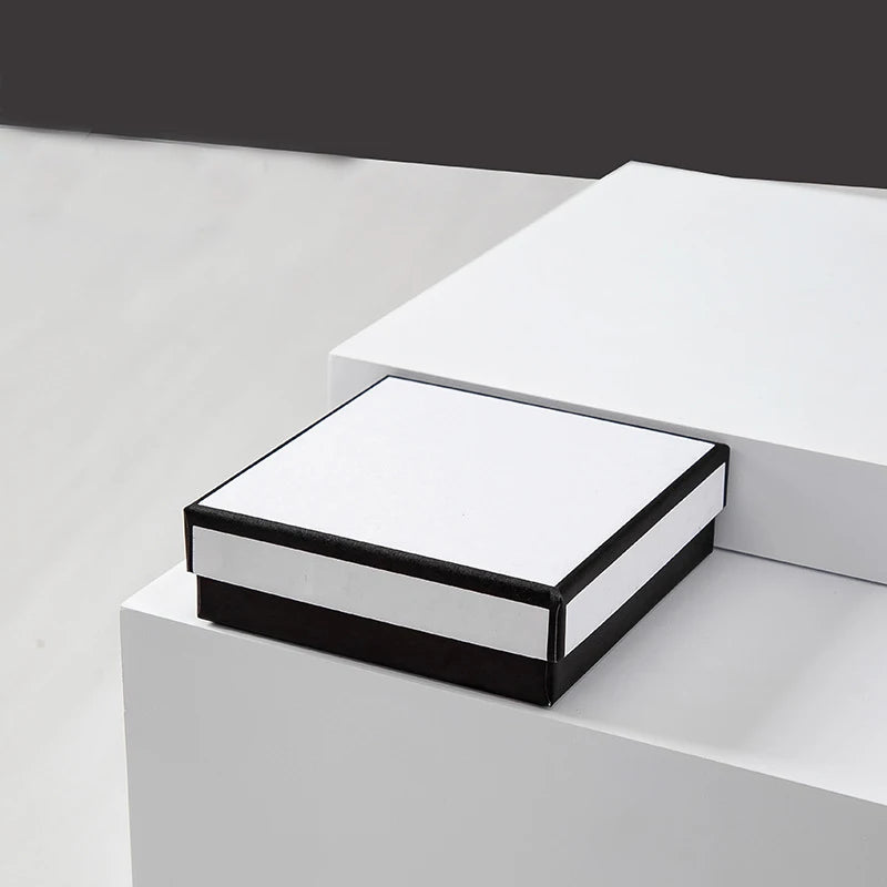 1pcs Kraft Gift Boxes Black White Paper Small Case Cardboard Rings Earrings Bracelet Necklace Jewelry - Visuel 10 | SAMAG