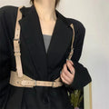 Underbust Corset Top with Strap Punk Harness Belt Leather Suspender for Women - Visuel 3 | SAMAG