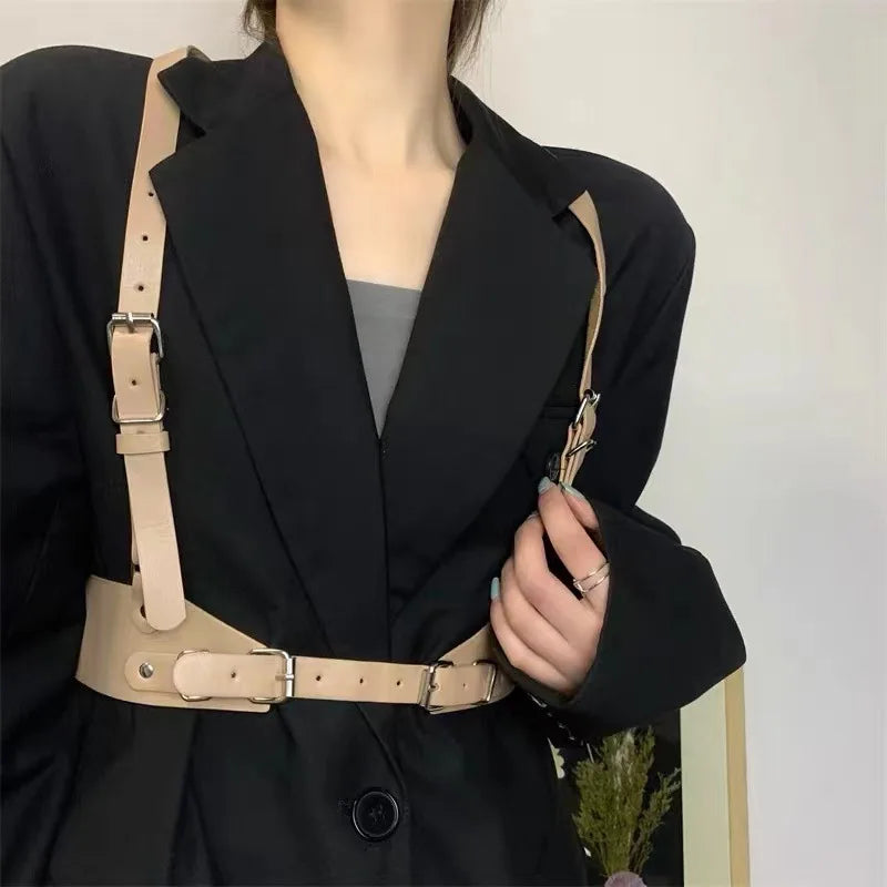 Underbust Corset Top with Strap Punk Harness Belt Leather Suspender for Women - Visuel 3 | SAMAG