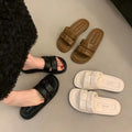 Women's Summer Outdoor Sandals Soft Bottom Flat Slippers Beach Casual Fashion Crystal Pad PVC Material Breathable Slip-On Shoes