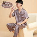 Fimtairah Real 19MMSilk 100% Mulberry Silk Pajamas Men's  Hangzhou Solid Color heavy Silk Home Wear Men's Short sleeve trousers