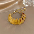 Vintage Gold Plated Stainless Steel Coins Wrist Bracelet for Women Men Classic Ethnic Cuff Bracelets Waterproof Jewelry