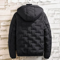 Fashion Men Hiking Down Cotton Jacket Hooded Parkas Zip Pocket Fashion Outerwear Casual Padded Jacket and Coat Men Autumn Winter