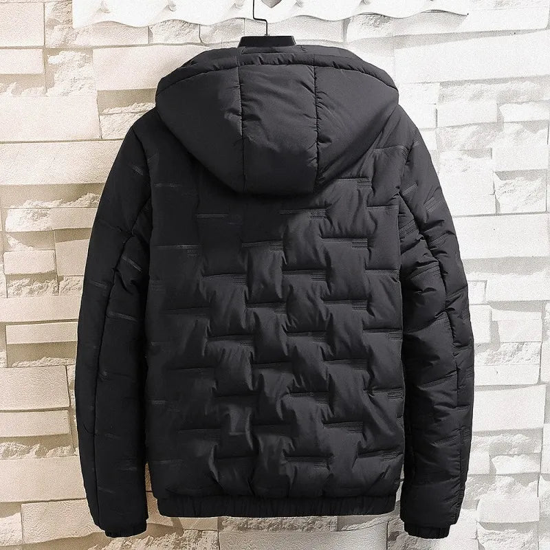 Fashion Men Hiking Down Cotton Jacket Hooded Parkas Zip Pocket Fashion Outerwear Casual Padded Jacket and Coat Men Autumn Winter