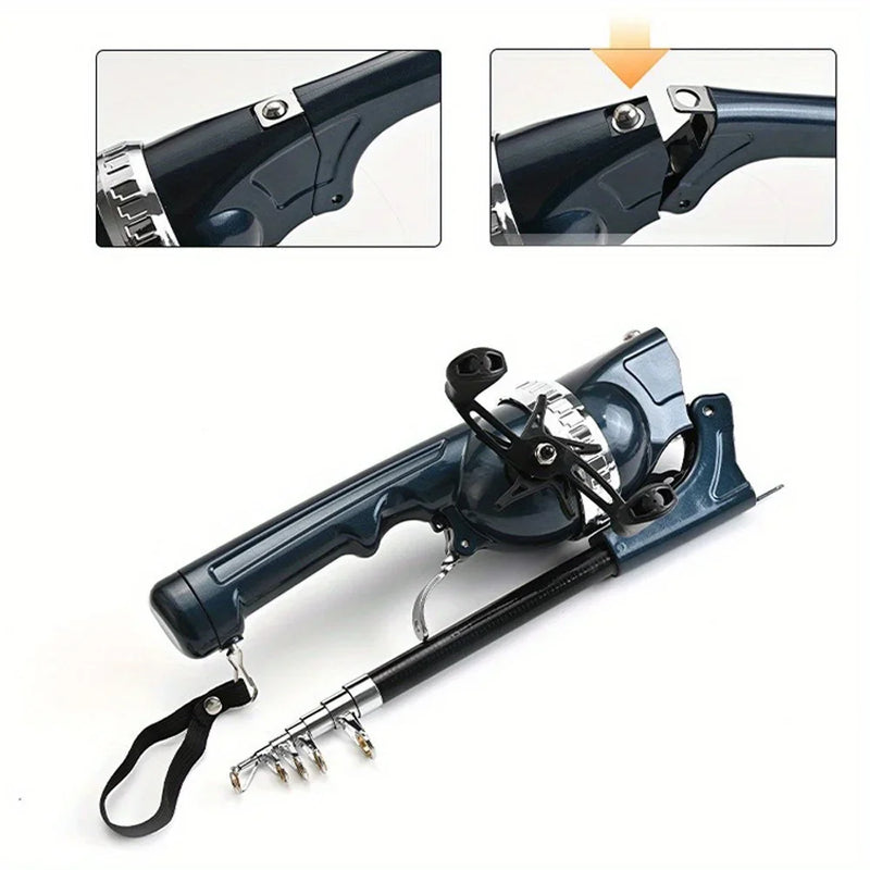 DEUKIO Portable Carp Foldable Fishing Rod Combo Folding Fishing Lure Rod Telescopic Fighing Pole Reel Combo with Fishing Line
