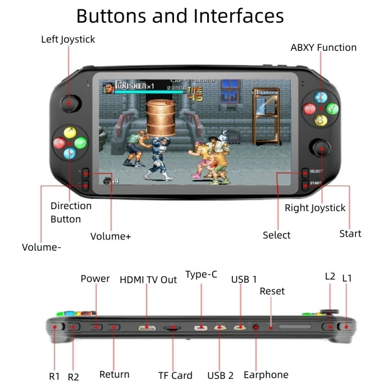 Portable Retro Game Console 7 inch HD Screen Arcade Video Gaming Console Handheld With 7000 Free Games For PS1/MAME Boy Kid Gift