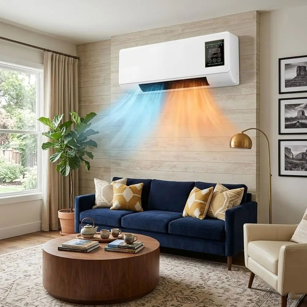 1800W 2-in-1 Wall-Mounted Air Conditioner: Portable Mini AC Unit for Heating & Cooling, Quiet Smart Room Heater with Remote and