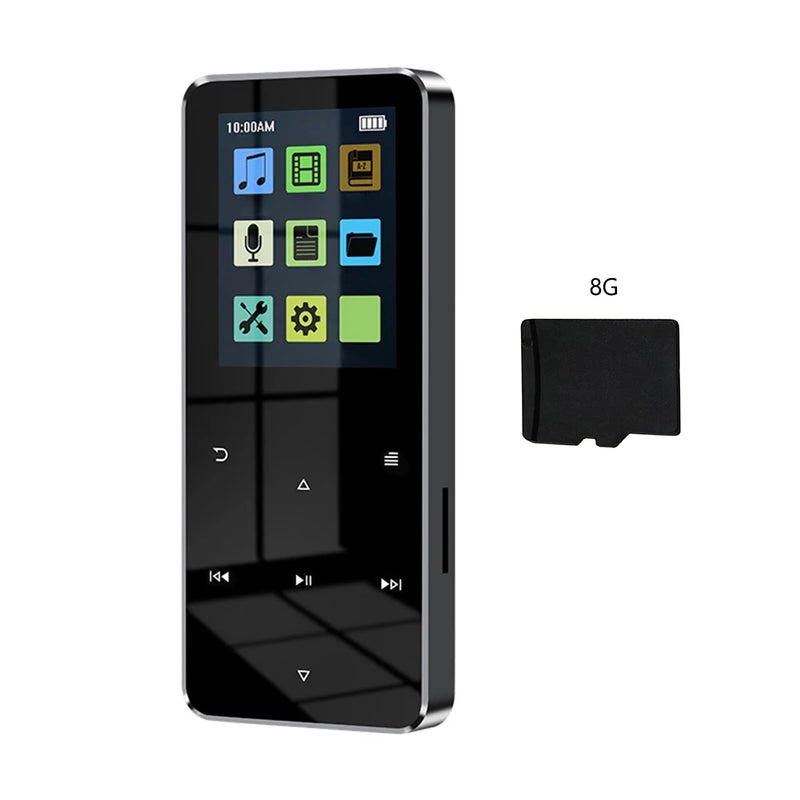 1.8 Inch 32GB/16GB/8GB Full Touch Screen MP4 Video Player BT 5.0 TFT MP3 Radio Player with E-book Recording Built-in Speaker