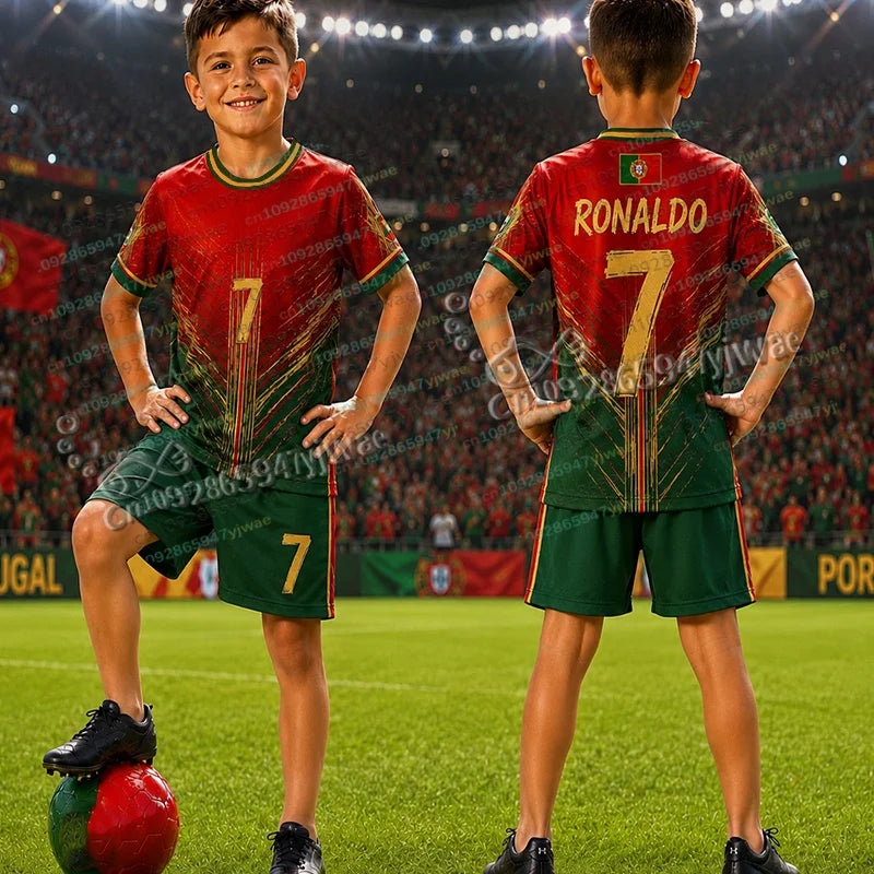 Special Ronaldo No.7 Football Jersey Tee Shorts Set Women - View 4 | SAMAG