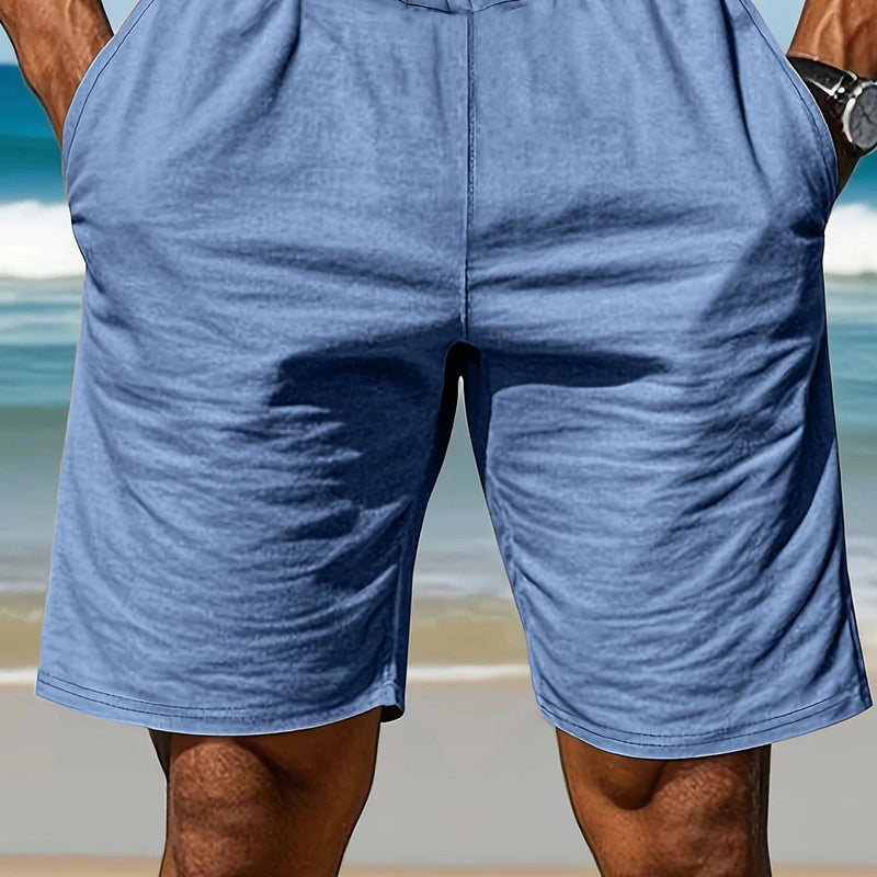 Men's Cotton100 Shirt & Shorts Set Sleeve Light Blue | SAMAG
