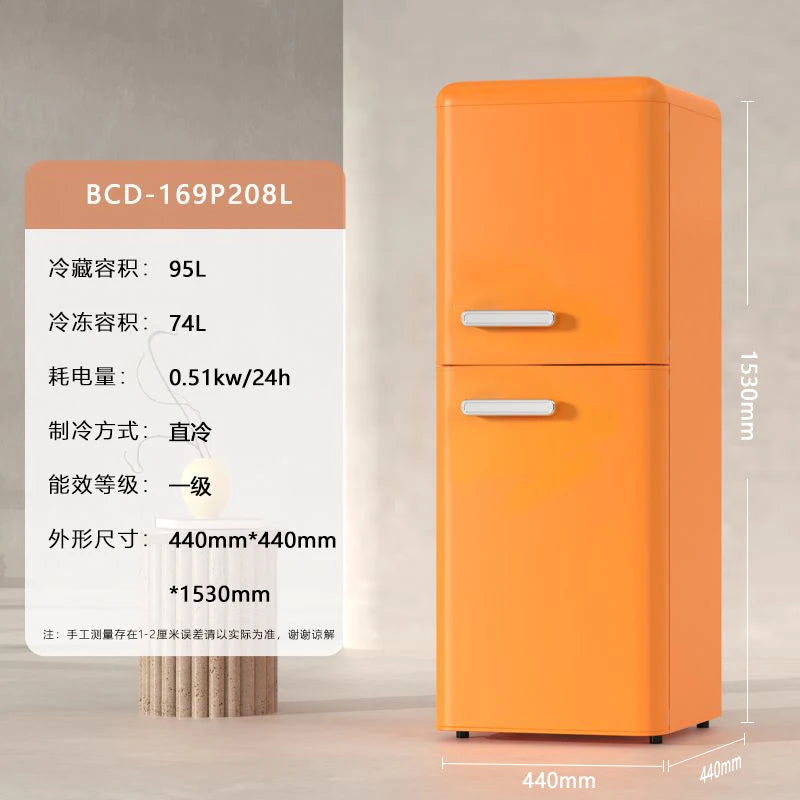 refrigerator retro single door double door small household kitchen refrigerated and frozen mini