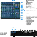 Professional Dj Audio Mixer 6 Channels Mixing Console With 99 Dsp Effects Bluetooth 48v Phantom Power And Vocal Cancellation