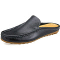 Summer Men's Shoes Casual Mens Breathable Loafers Leather Half Slipper for Men Slip on Lazy Driving Shoe