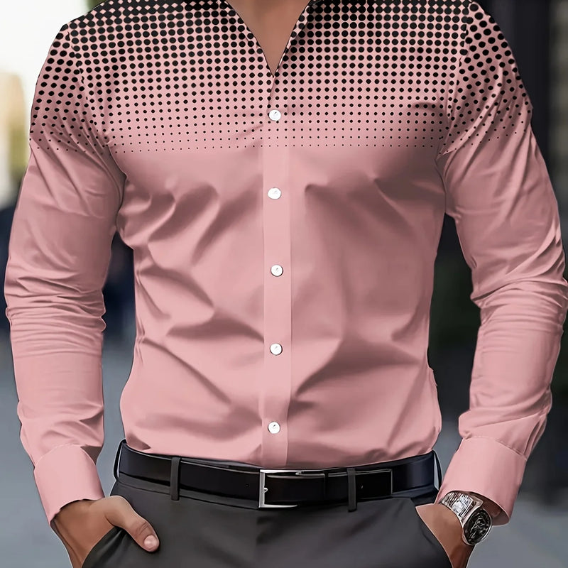 Men's Casual Long Sleeve Button-Up Shirt - Gradient Blue | SAMAG