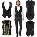 Men's Vests Medieval-Style Vintage Costume Tuxedo Sleeveless Vests European Vintage Stage Halloween Costume Gothic Jacket Set