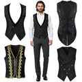 Men's Vests Medieval-Style Vintage Costume Tuxedo Sleeveless Vests European Vintage Stage Halloween Costume Gothic Jacket Set