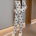 Women's Pajamas Set Winter Sleepwear O-neck Loose Long Sleeve Top Elastic Waist Leg Pant Sets Trousers Plus Size Matching Sets