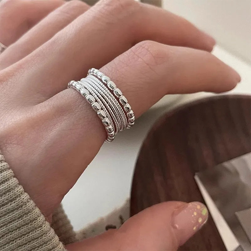 VENTFILLE 925 Sterling Silver Geometric Multilayer Round | SAMAG