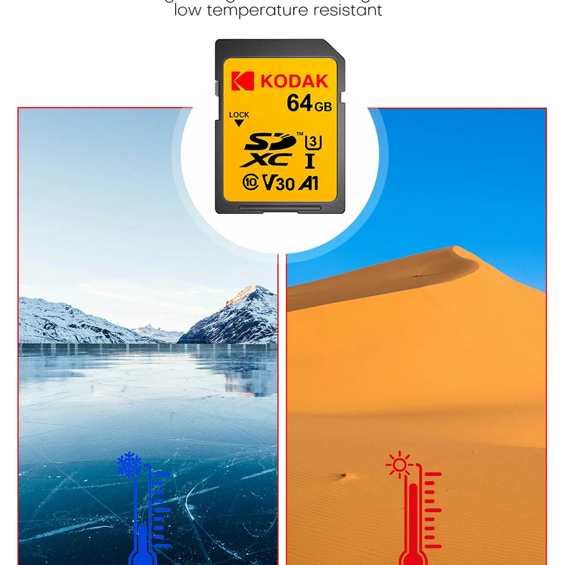 KODAK SD Card High speed SD Card U3 Class10 256GB 128GB 64GB 32G Full Size Flash SD Memory Card High Speed for Camera