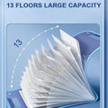 Pastel Purple Accordion File Folder with Blue Trim 13-Pocket Document Organizer for School And Office Use