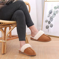 Kidmi Women's Plush Slippers Fine Stitch Fine-edged Seams Rustic Wood Button High-density Memory Foam Cotton Slippers for Indoor