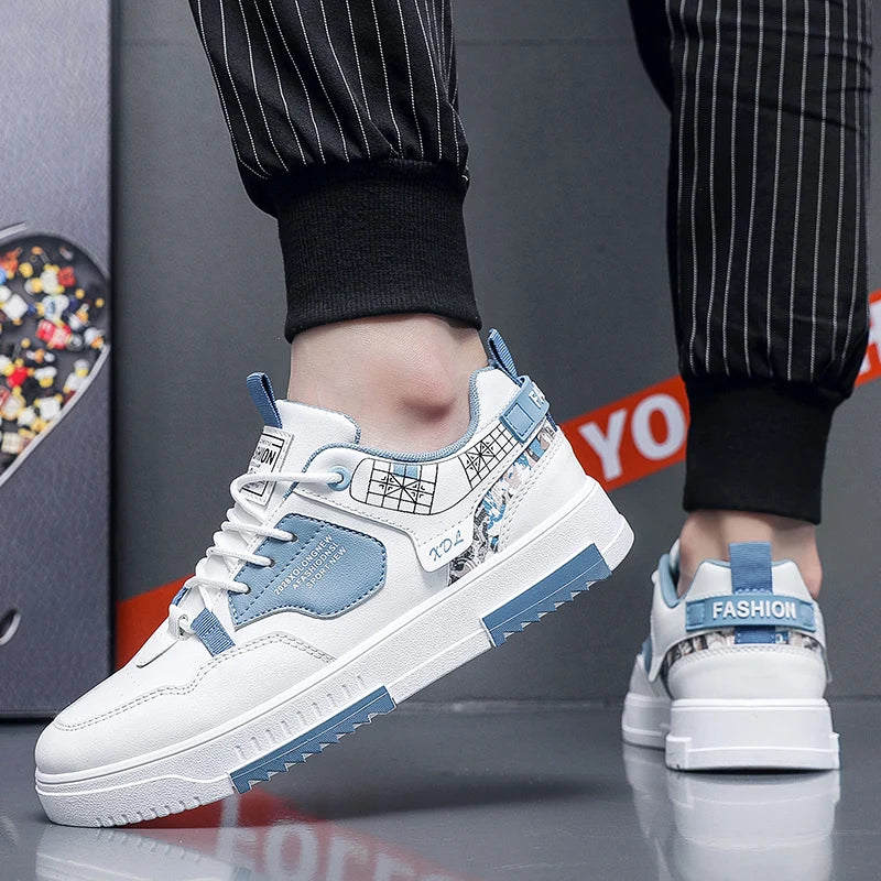 Men's Fashion Street Skateboarding Shoes Good Gripping Casual Sports Shoes Lace-Up Breathable Lightweight Walking Shoes