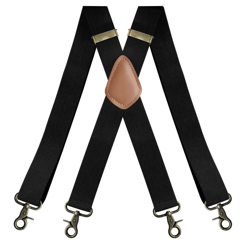 Deepeel 3.5*120cm Men's Adult Suspender X - Type Braces 4 Clips Hook Buckles Adjust Strap Elastic Belt - Visuel 15 | SAMAG