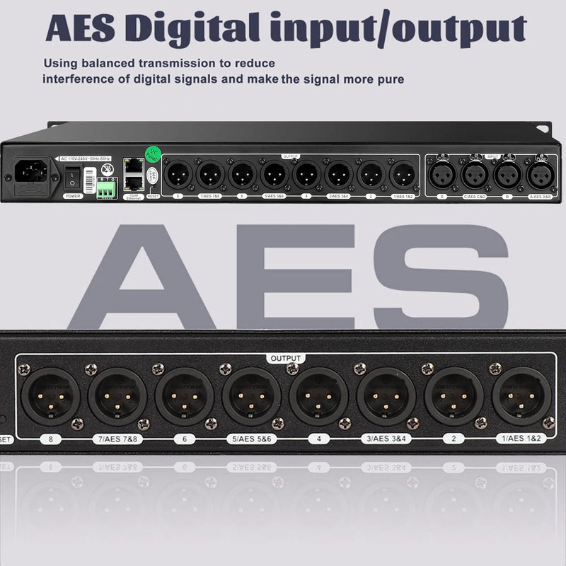 Paulkitson DSP0408RTS Professional Stage Digital Audio Processor  96KHz 32Bit DSP 16Band EQ With AES FIR Speaker Audio Equipment