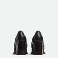 Black Metal Decoration Round Toe Platform Women Loafers Shoes Chunky High Heels Slip On Design Large Size Pumps Shoes
