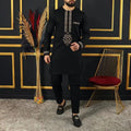 White Kaunda Suit Tuxedo Outfits Summer Short Sleeve Tops Pants with Pockets African Ethnic Casual Clothing Men Tuxedo 2PCS Suit