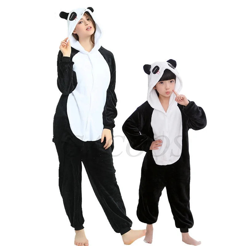 Winter Plush Pajamas Children Capybara Sleepwear Women Men Cosplay Jumpsuit Hooded Boys Girls Flannel Fleece Sleeping Clothes